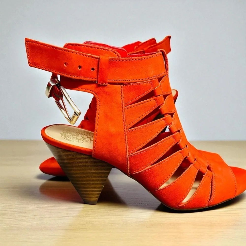 Vince Camuto Vibrant Red Strappy Heels - Picture 1 of 5